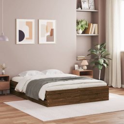 Cadru pat cu sertare, stejar maro, 135x190 cm, lemn prelucrat GartenMobel Dekor