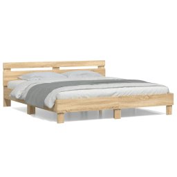Cadru de pat cu tablie stejar sonoma 200x200 cm lemn prelucrat GartenMobel Dekor