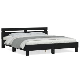 Cadru de pat cu tablie, negru, 180x200 cm, lemn prelucrat GartenMobel Dekor