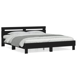 Cadru de pat cu tablie, negru, 160x200 cm, lemn prelucrat GartenMobel Dekor