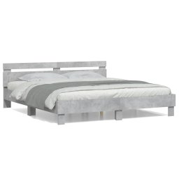 Cadru de pat cu tablie gri beton 160x200 cm lemn prelucrat GartenMobel Dekor