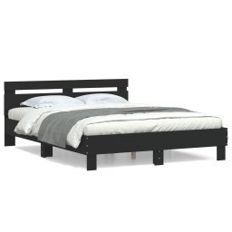 Cadru de pat cu tablie, negru, 150x200 cm, lemn prelucrat GartenMobel Dekor