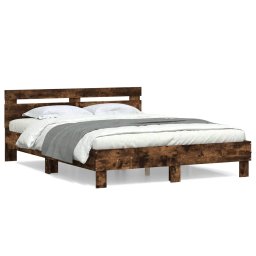 Cadru de pat cu tablie stejar fumuriu 150x200 cm lemn prelucrat GartenMobel Dekor