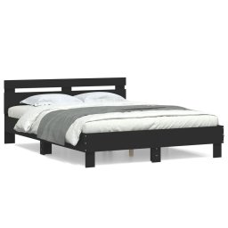 Cadru de pat cu tablie, negru, 140x200 cm, lemn prelucrat GartenMobel Dekor