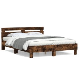Cadru de pat cu tablie stejar fumuriu 140x200 cm lemn prelucrat GartenMobel Dekor