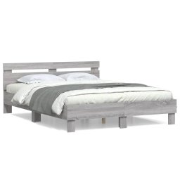 Cadru de pat cu tablie, gri sonoma, 140x200 cm, lemn prelucrat GartenMobel Dekor