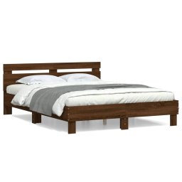 Cadru de pat cu tablie, stejar maro, 140x200cm, lemn prelucrat GartenMobel Dekor