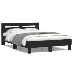 Cadru de pat cu tablie, negru, 120x200 cm, lemn prelucrat GartenMobel Dekor