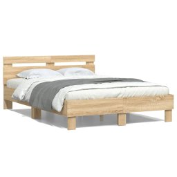 Cadru de pat cu tablie stejar sonoma 120x200 cm lemn prelucrat GartenMobel Dekor