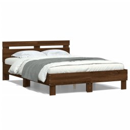 Cadru de pat cu tablie, stejar maro, 120x200 cm, lemn prelucrat GartenMobel Dekor