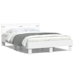 Cadru de pat cu tablie, alb, 135x190 cm, lemn prelucrat GartenMobel Dekor