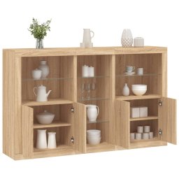 Servanta cu lumini LED, stejar sonoma, 162x37x100 cm GartenMobel Dekor