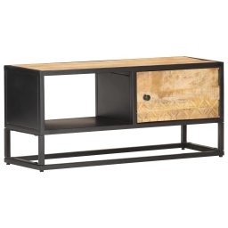 Comoda TV cu usa sculpata, 90 x 30 x 40 cm, lemn de mango brut GartenMobel Dekor