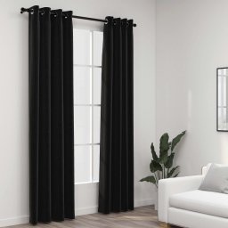 Perdele opace, aspect panza, 2 buc., antracit, 140 x 225 cm GartenMobel Dekor