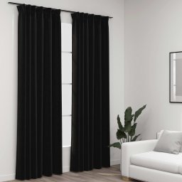 Draperii opace aspect in, carlige, 2 buc., antracit, 140x245 cm GartenMobel Dekor
