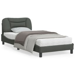 Cadru de pat cu lumini LED, gri închis, 90x190 cm, textil GartenMobel Dekor