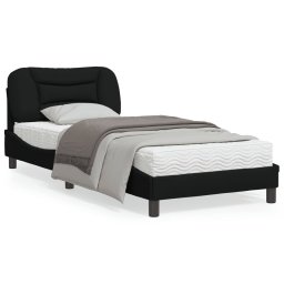 Cadru de pat cu lumini LED, negru, 90x190 cm, textil GartenMobel Dekor