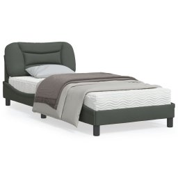 Cadru de pat cu lumini LED, gri închis, 90x200 cm, textil GartenMobel Dekor