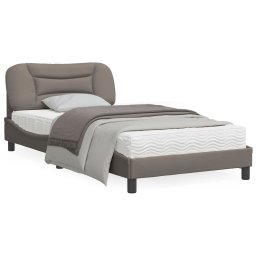 Cadru de pat cu lumini LED, gri taupe, 100x200 cm, textil GartenMobel Dekor