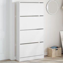 Dulap de pantofi cu 4 sertare rabatabile, alb, 80x21x163,5 cm GartenMobel Dekor