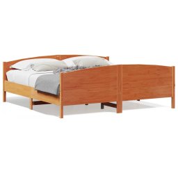 Cadru de pat cu tablie, maro ceruit, 200x200 cm, lemn masiv pin GartenMobel Dekor