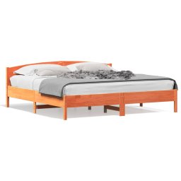 Cadru de pat cu tablie, maro ceruit, 200x200 cm, lemn masiv pin GartenMobel Dekor