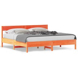 Cadru de pat cu tablie, maro ceruit, 180x200 cm, lemn masiv pin GartenMobel Dekor