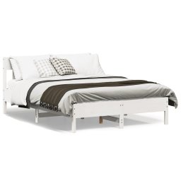 Cadru de pat cu tablie, alb, 160x200 cm, lemn masiv de pin GartenMobel Dekor