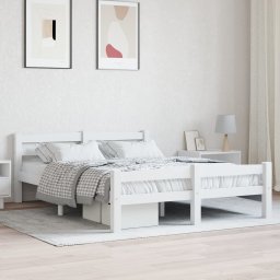 Cadru de pat, alb, 140x200 cm, lemn de pin masiv GartenMobel Dekor
