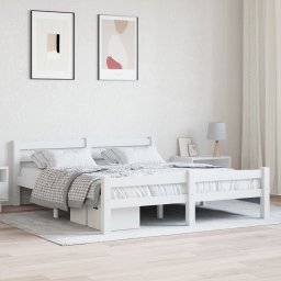 Cadru de pat, alb, 160x200 cm, lemn de pin masiv GartenMobel Dekor