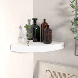Raft coltar de perete, alb, 25 x 25 x 3,8 cm, MDF GartenMobel Dekor