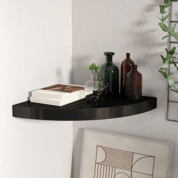 Raft coltar de perete, negru, 35 x 35 x 3,8 cm, MDF GartenMobel Dekor