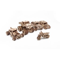 Puzzle 3D, Set 5 Vehicule Mecanice, EWA, Lemn, 364 Piese