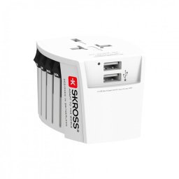 Adaptor priza universal MUV + 2 x USB-A, Skross 1.302960
