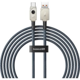USB la USB Type-C 100W, 2m, braided zinc, alb