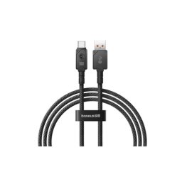 USB la USB Type-C 100W, 2m, braided zinc, negru