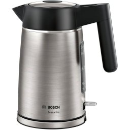 Fierbător de apă Bosch TWK5P480, 2400 W, 1,7 L, Cană termoizolanta, Filtru anti-calcar detasabil, Baza rotativa 360 grade, Oprire automata, Inox