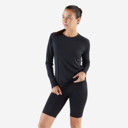 Bluză Alergare Jogging Run Sun Protect Negru Damă