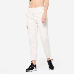 Pantalon de trening din bumbac Regular 500 Fitness Alb Damă