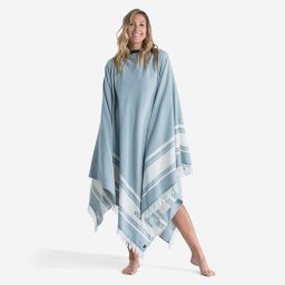 Prosop de plajă poncho 190 x 190 cm Gri-Albastru