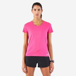 Tricou respirant Alergare Jogging Kiprun Run 100 Roz Damă