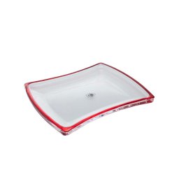WINX - Platou sticla decorativa rosu (set 2 bucati)