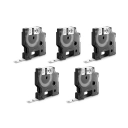 Set 5 etichete din vinil DYMO Rhino ID1 9 mm negru pe alb pentru borne electrice si panouri de conexiuni 18443