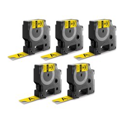 Set 5 etichete din vinil DYMO Rhino ID1 19 mm negru pe galben pentru avertizari si zone de risc 18433