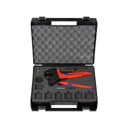 Cleste sertizare KNIPEX in servieta pentru matrite interschimbabile, mecanism clichet, 200 mm, fabricat in Germania 97 43 200