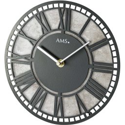 Ceas de perete ams 1233, Quartz, Negru, Analogic, Modern