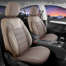 Set huse scaune auto deluxeboss classico, pentru bancheta rabatabila fractionata, 11 piese, bej