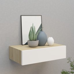 Dulap de perete cu sertar, alb si stejar, 40x23,5x10 cm, MDF GartenMobel Dekor