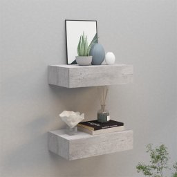 Dulapuri de perete cu sertar 2 buc. gri beton 40x23,5x10 cm MDF GartenMobel Dekor