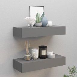Dulapuri de perete cu sertare, 2 buc. gri, 60x23,5x10 cm, MDF GartenMobel Dekor